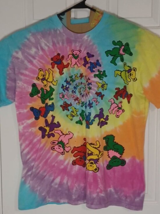 Grateful Dead Other - Grateful Dead T-shirt Sz XL Liquid Blue Dancing Bear Vintage 1995 Tie Dye Spiral